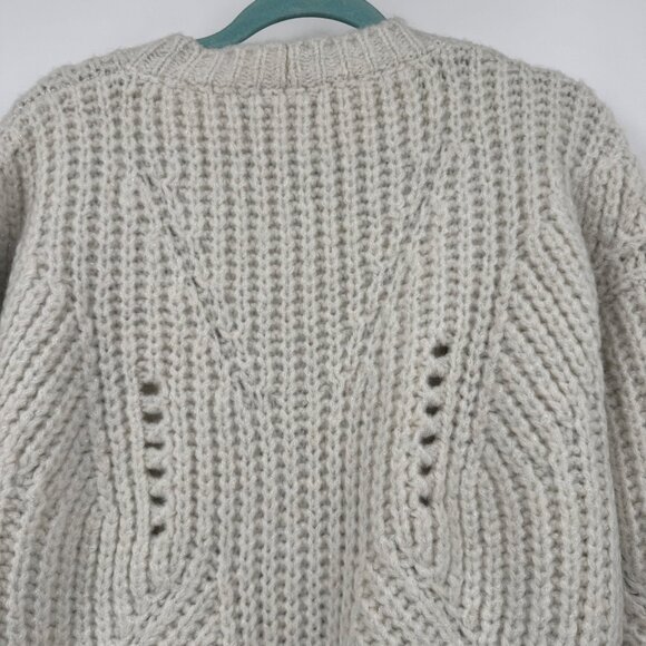 IRO Vesna Metallic Wool Blend Open Cardigan In Off White pale gray SIZE Medium s - Picture 9 of 13